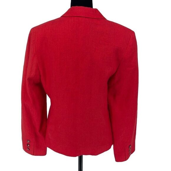Larry Levine Womens Blazer Jacket Long Sleeve Linend Lined Pocket Red/Crimson  S - Picture 3 of 8